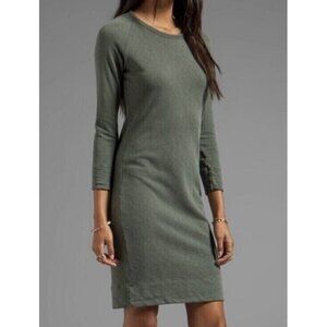 James Perse Womens Raglan Sweatshirt Dress Sz 2 Medium Jungle Green Minimalist